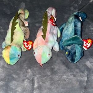 Ty Stuffed Chameleon Trio - Multicolor and Blue